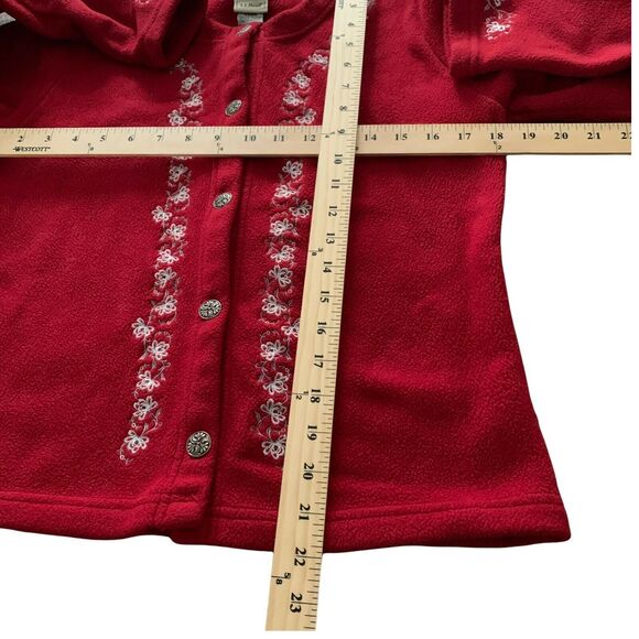 L.L. Bean Women's Vintage Fleece Cardigan Sweater Jacket Red Small Embroidered - Picture 4 of 12